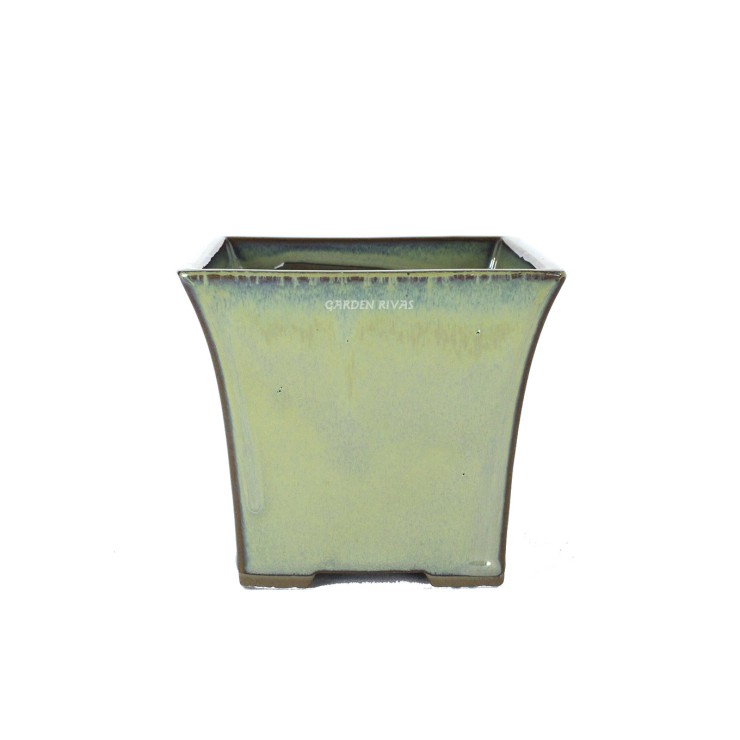 Maceta semicascada, 12,5cm. Japonesa verde envejecido