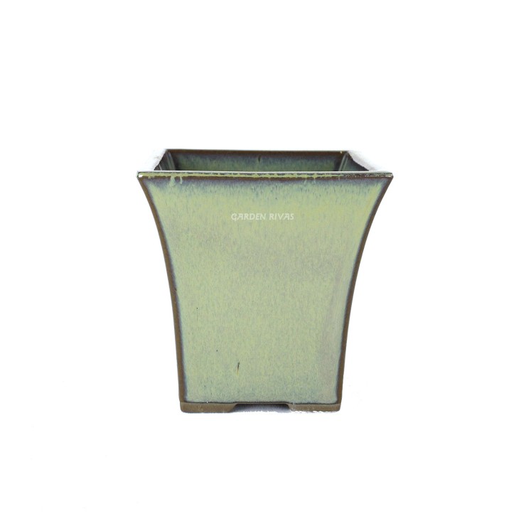 Maceta semicascada, 9,5cm. Japonesa verde envejecido