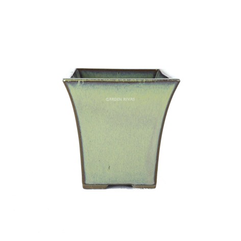 Maceta semicascada, 9,5cm. Japonesa verde envejecido