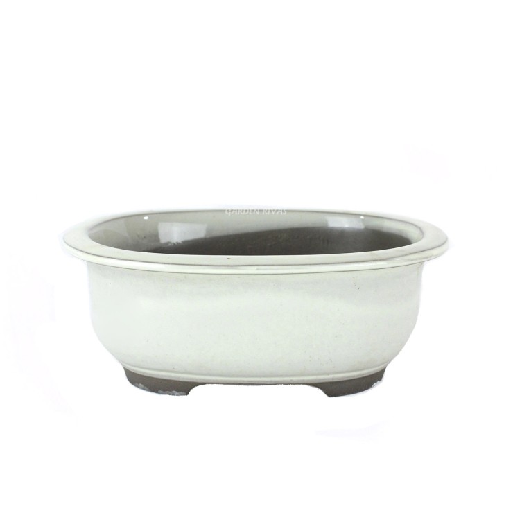 Maceta oval, 18cm. Japonesa crema