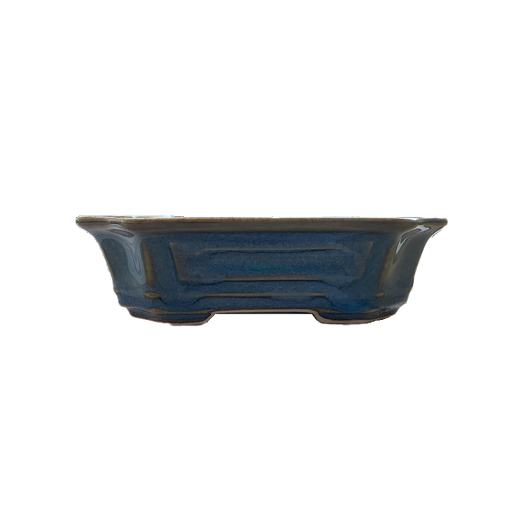 Maceta rectangular, 11cm. Cerámica Yixing azul