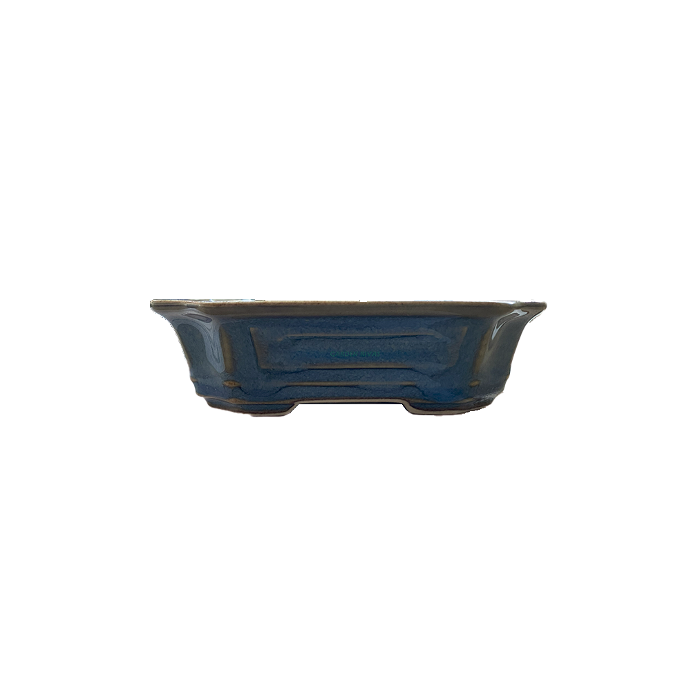 Maceta rectangular, 11cm. Cerámica Yixing azul