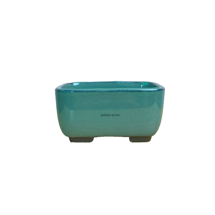 Maceta rectangular, 10cm. Japonesa azul aguamarina