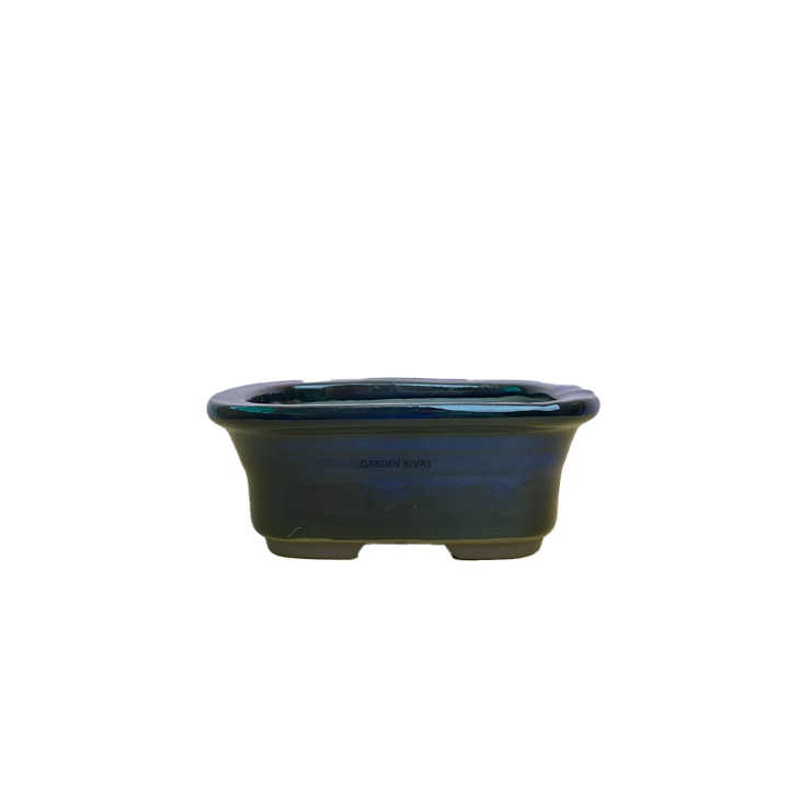 Maceta rectangular, 12cm. Japonesa azul.