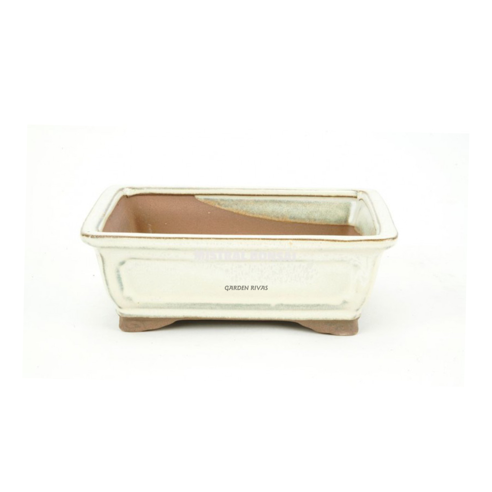Maceta rectangular, 16cm. Cerámica Yixing crema