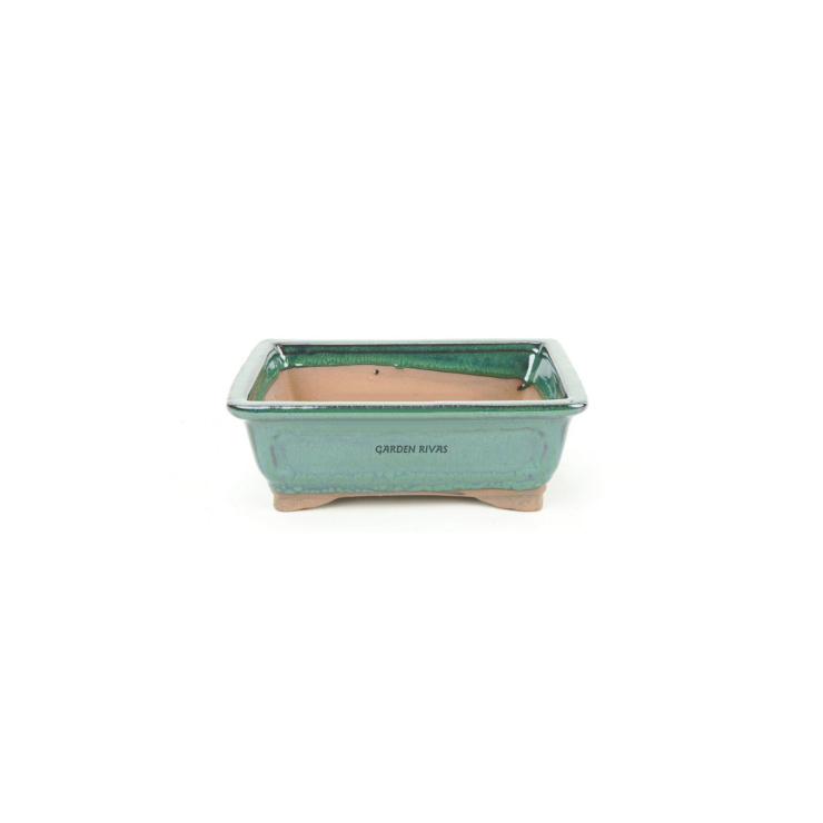 Maceta rectangular, 17cm. Cerámica Yixing verde