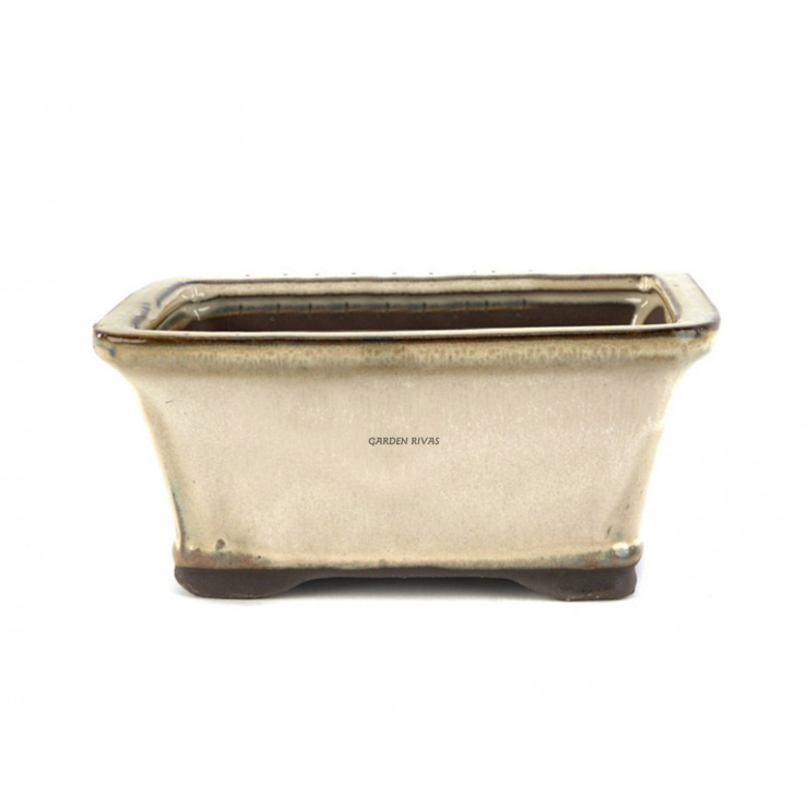 Maceta rectangular, 16,5cm. Cerámica Yixing crema