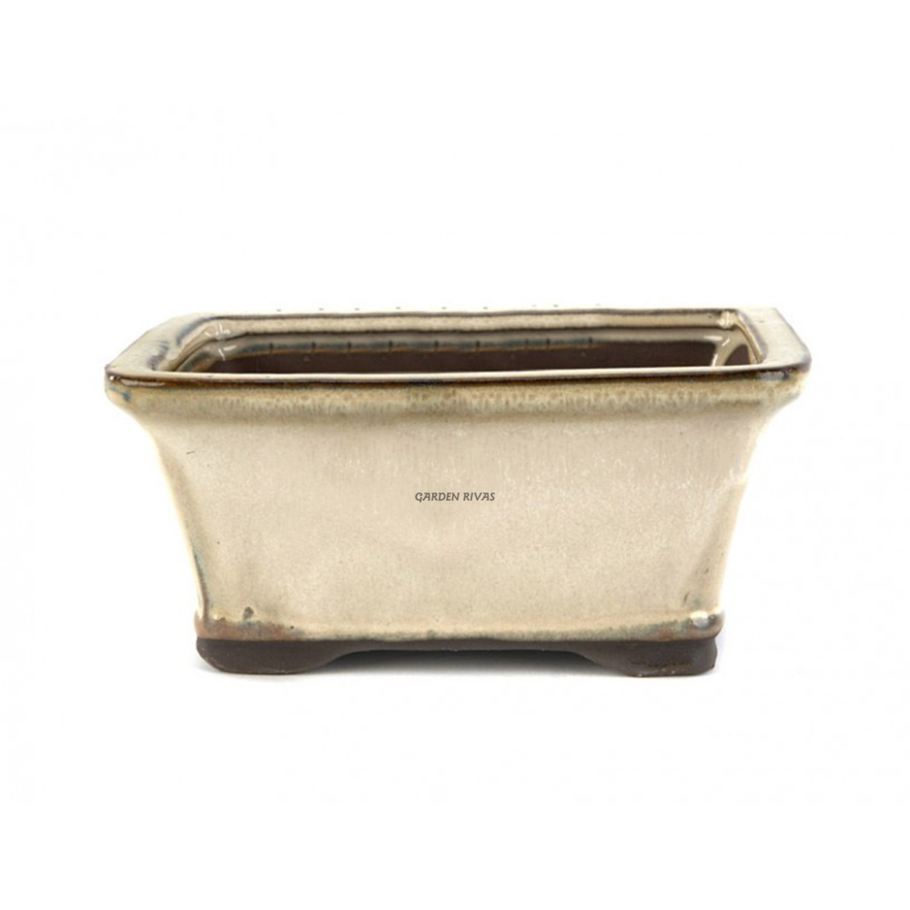 Maceta rectangular, 16,5cm. Cerámica Yixing crema