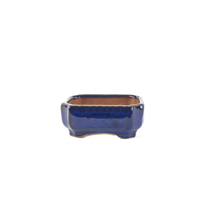 Maceta rectangular, 16cm. Cerámica Yixing azul