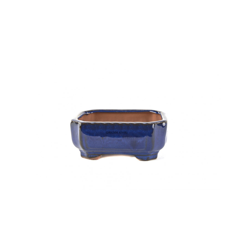 Maceta rectangular, 16cm. Cerámica Yixing azul