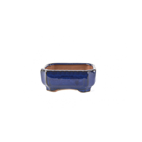 Maceta rectangular, 16cm. Cerámica Yixing azul
