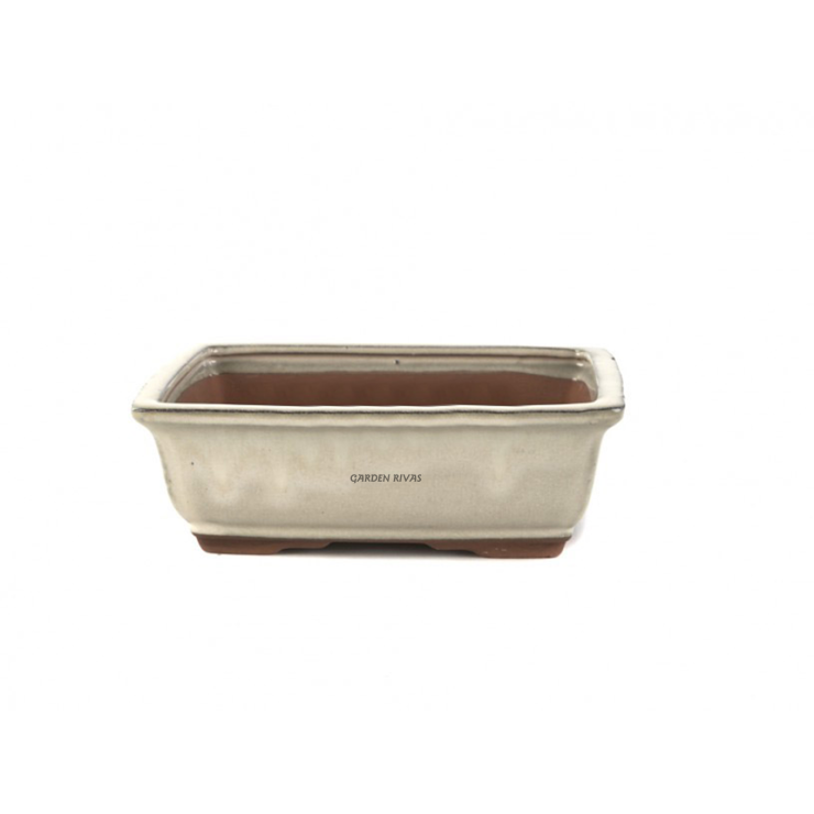 Maceta rectangular, 19,5cm. Cerámica Yixing crema