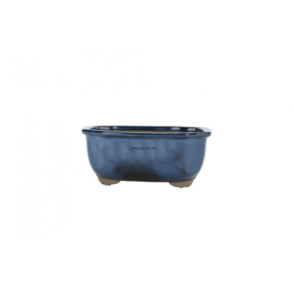Maceta oval, 16-21,5cm. Japonesa esmaltado azul.