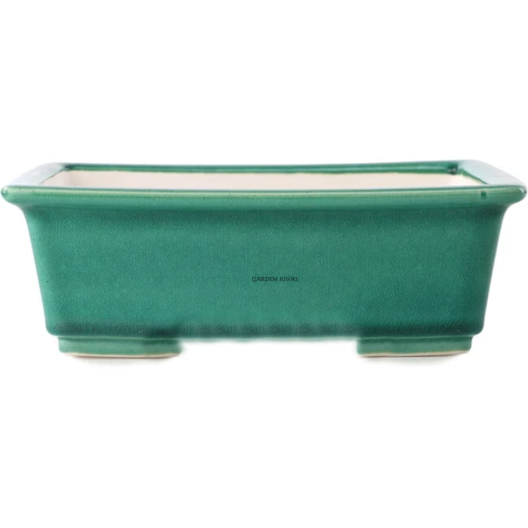 Maceta rectangular, 24x18,5x8cm. Cerámica Yixing verde/azul de ALTA CALIDAD