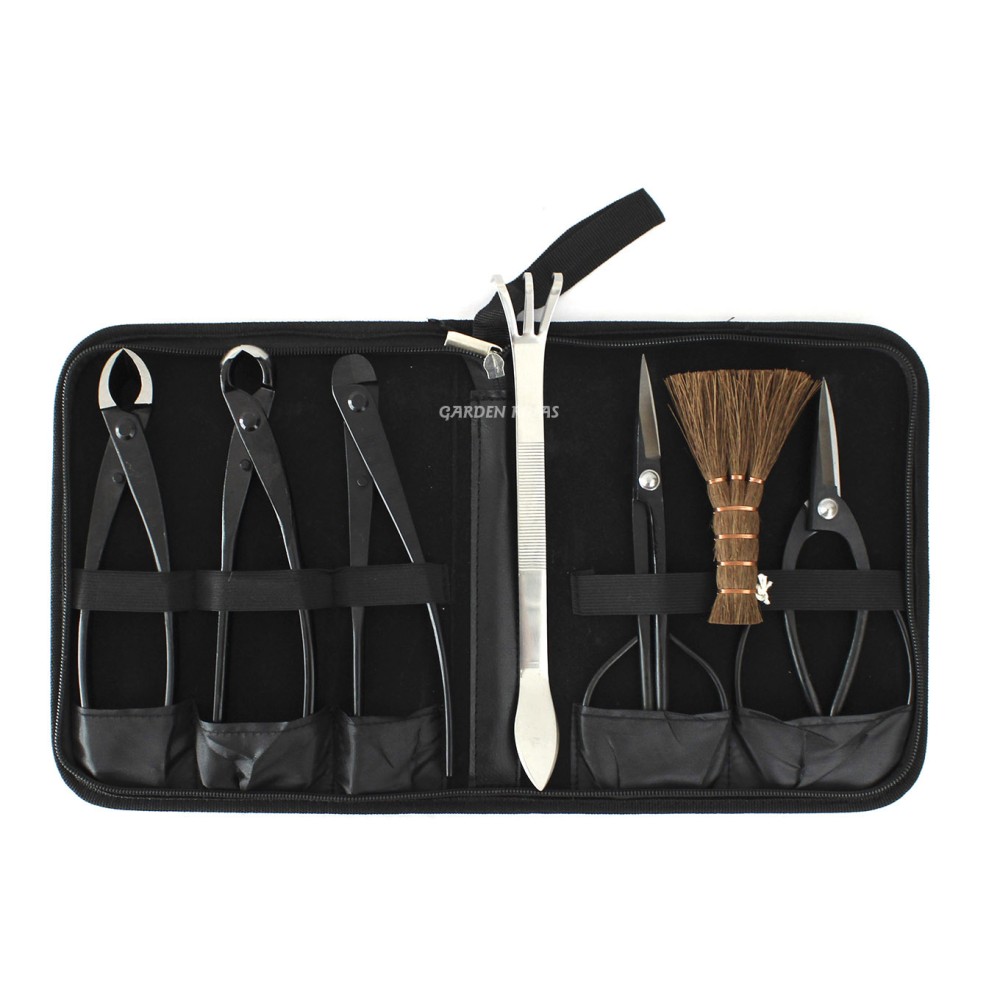 Estuche + 7 herramientas DINGMU. Pack cuidado del bonsái