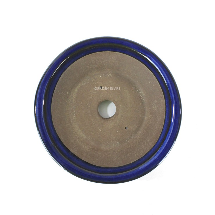 Maceta redonda, 14,5cm. Cerámica Yixing azul